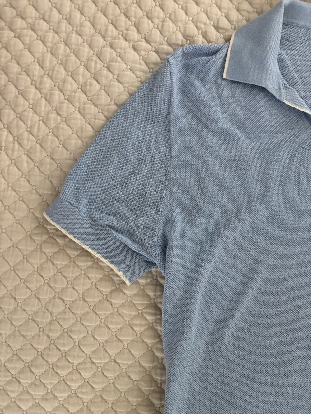 Born with Appetite Light Blue Short-Sleeve Knit Polo Shirt - Picture 2 of 3